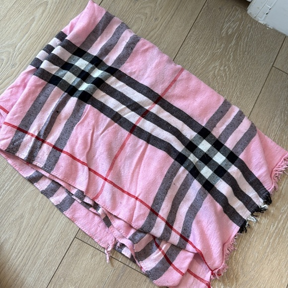 Burberry Pink and Black Tartan Scarf - Picture 6 of 6